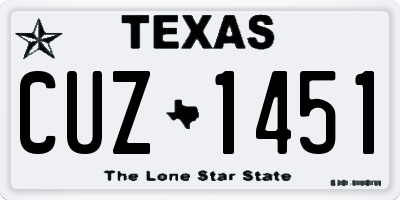 TX license plate CUZ1451