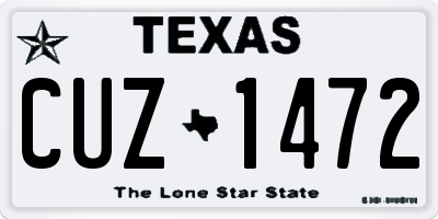 TX license plate CUZ1472