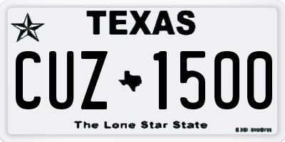 TX license plate CUZ1500