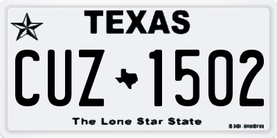 TX license plate CUZ1502