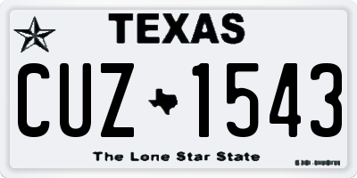 TX license plate CUZ1543