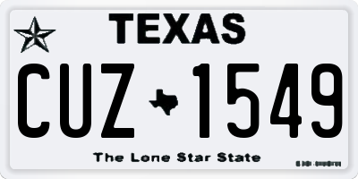 TX license plate CUZ1549