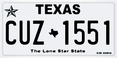 TX license plate CUZ1551