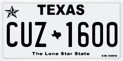 TX license plate CUZ1600