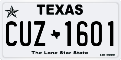 TX license plate CUZ1601