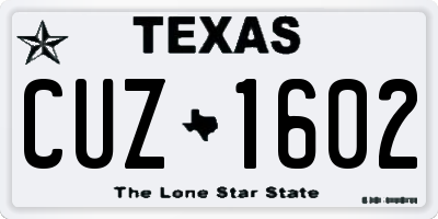 TX license plate CUZ1602
