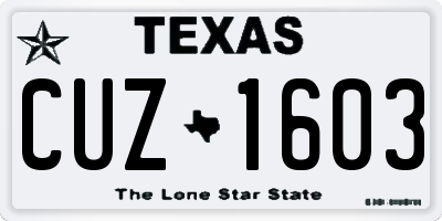 TX license plate CUZ1603
