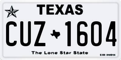 TX license plate CUZ1604