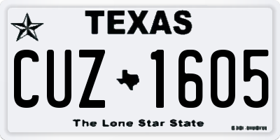TX license plate CUZ1605