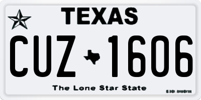 TX license plate CUZ1606