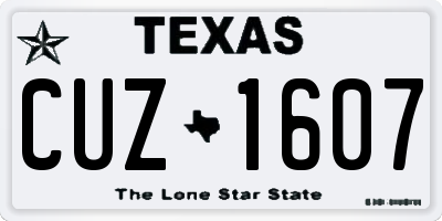 TX license plate CUZ1607