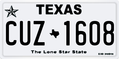 TX license plate CUZ1608