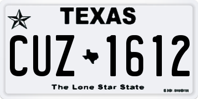 TX license plate CUZ1612