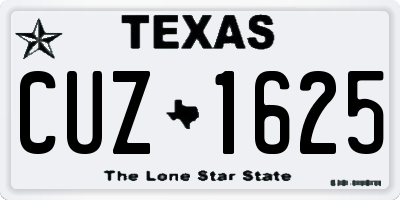 TX license plate CUZ1625