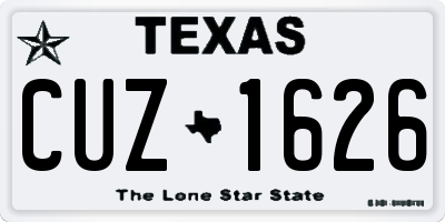 TX license plate CUZ1626