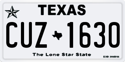 TX license plate CUZ1630