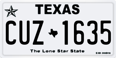 TX license plate CUZ1635