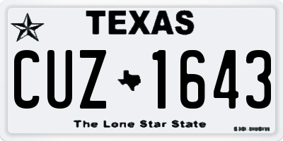 TX license plate CUZ1643