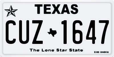 TX license plate CUZ1647