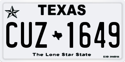 TX license plate CUZ1649