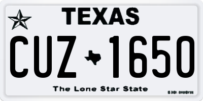 TX license plate CUZ1650