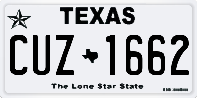 TX license plate CUZ1662