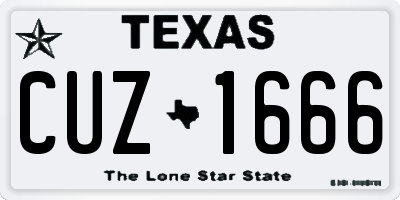 TX license plate CUZ1666
