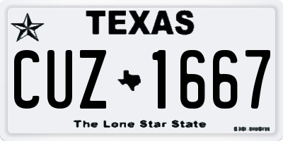 TX license plate CUZ1667