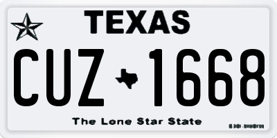 TX license plate CUZ1668