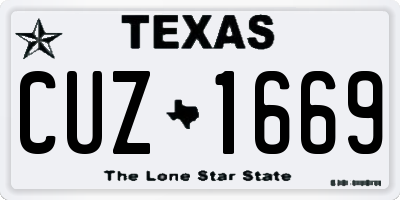TX license plate CUZ1669