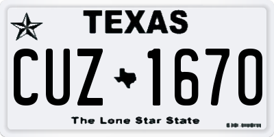 TX license plate CUZ1670