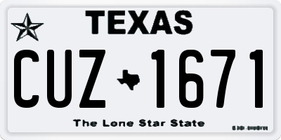 TX license plate CUZ1671