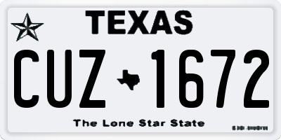TX license plate CUZ1672