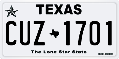 TX license plate CUZ1701