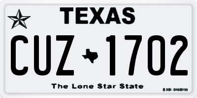 TX license plate CUZ1702