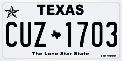 TX license plate CUZ1703