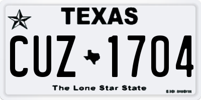 TX license plate CUZ1704
