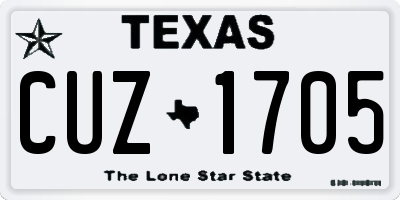 TX license plate CUZ1705
