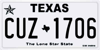 TX license plate CUZ1706