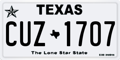 TX license plate CUZ1707