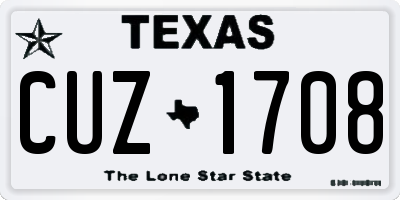 TX license plate CUZ1708