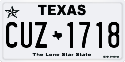 TX license plate CUZ1718
