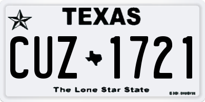 TX license plate CUZ1721