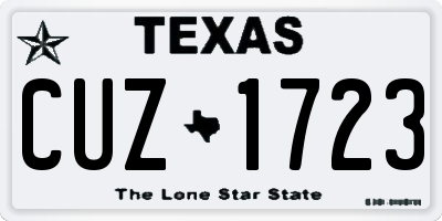 TX license plate CUZ1723