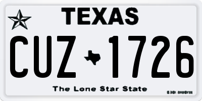 TX license plate CUZ1726