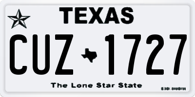 TX license plate CUZ1727