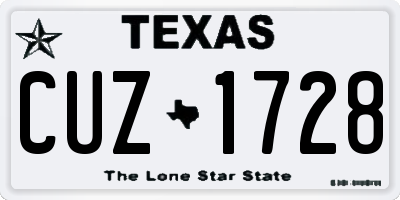 TX license plate CUZ1728