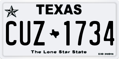 TX license plate CUZ1734