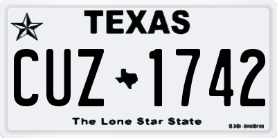 TX license plate CUZ1742