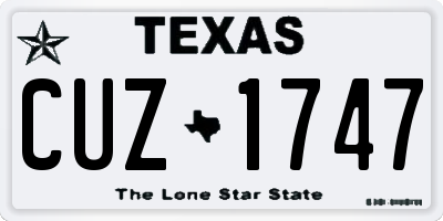 TX license plate CUZ1747